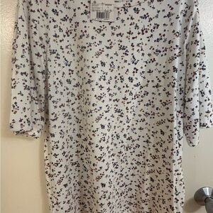 New Floral Print White T-Shirt